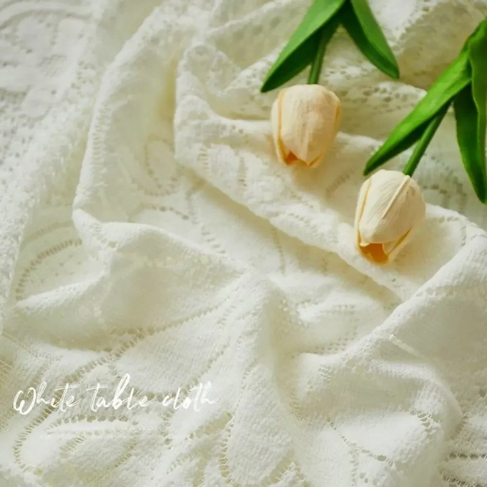 Vintage Lace Square Tablecloth, Elegant Retro Decorative Cover